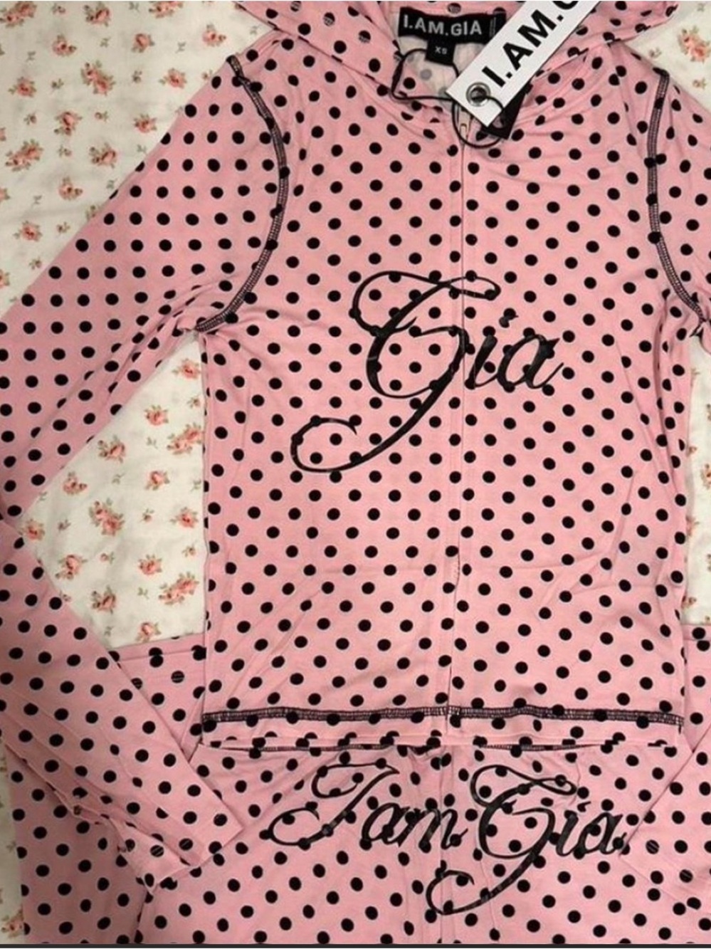 I AM GIA Pink & Black Polka Dot Pants Set